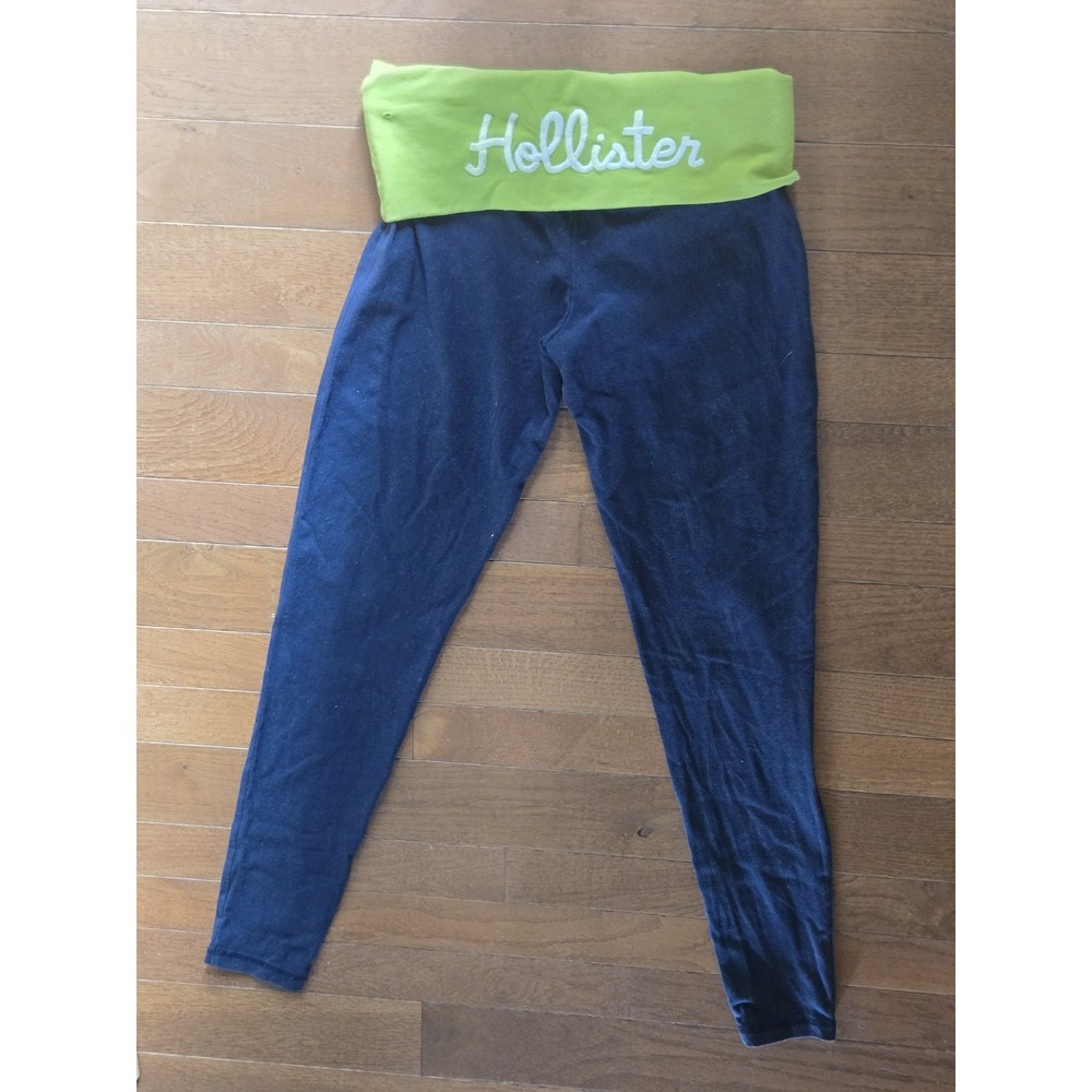 Y2K Hollister Vintage Fold Over Leggings Small HCO Surf Green Blue Low Rise